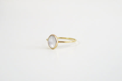 14k Gold Filled 6x8mm Oval Mother of Pearl Ring