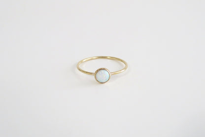 14k Gold Filled 5mm White Fire Opal Ring