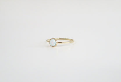 14k Gold Filled 5mm White Fire Opal Ring
