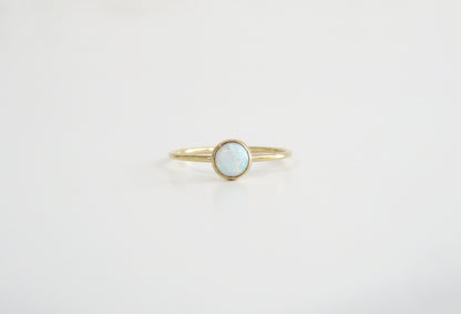 14k Gold Filled 5mm White Fire Opal Ring