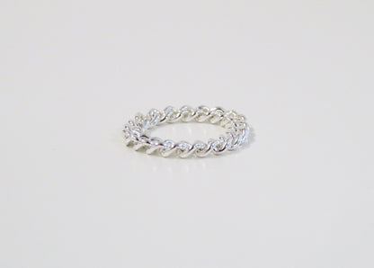 .925 Sterling Silver 4mm Curb Chain Ring