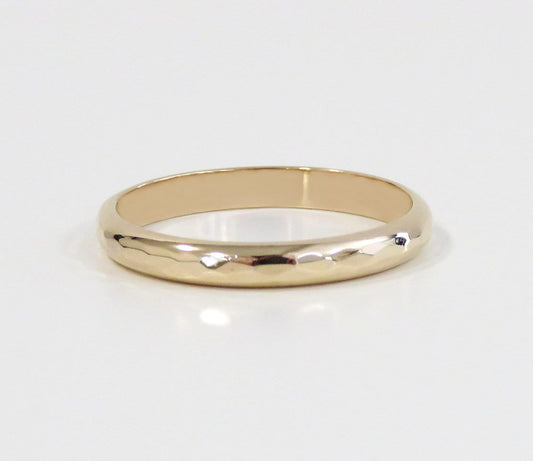 14k Gold 2.6mm Half Round Hammered Ring