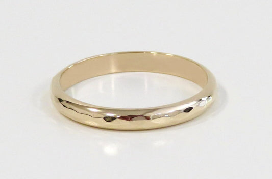 14k Gold 2.6mm Half Round Hammered Ring