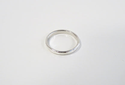 .925 Sterling Silver Half Round Hammered Silver Band