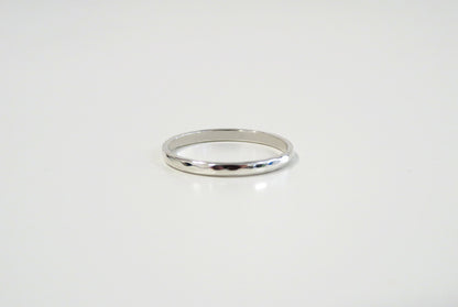 .925 Sterling Silver Half Round Hammered Silver Band