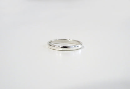 .925 Sterling Silver Half Round Hammered Silver Band